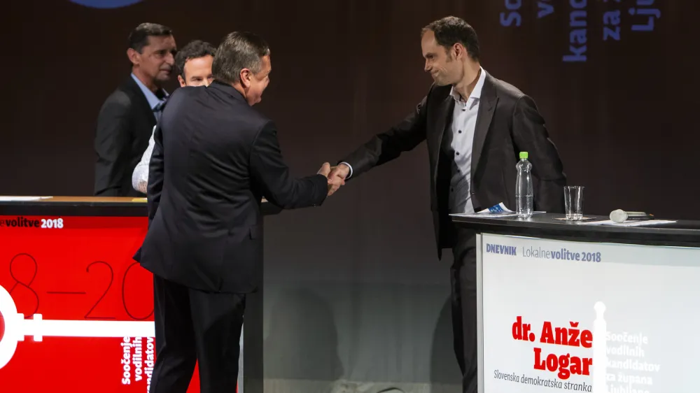 Soočenje kandidatov za župana Mestne občine Ljubljana Zorana Jankovića in Anžeta Logarja leta 2018 v organizaciji časnika Dnevnik.