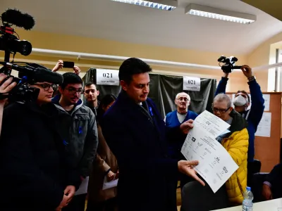 Opozicijski kandidat Peter Marki - Zay je vse do zadnjega upal, da bo na volilni dan lahko prepričal zadostno &scaron;tevilo volilcev za zmago.