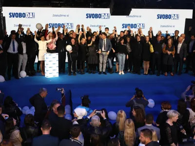 Volilni &scaron;tab Gibanje SVOBODA<br><br>- 24.04.2022 &ndash; Parlamentarne volitve 2022 - Volitve devetega sklica Državnega zbora Republike Slovenije - druge redne državnozborske volitve po letu 2008 <br><br><br>//FOTO: Luka Cjuha