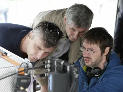 Snemanje filma Inventura direktor fotografije Marko Brdar, igralec Rado&scaron; Benčina, režiser Darko Sinko