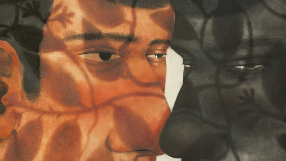 Roberto de Pinto, Skrivni vrt, 2022, 90 X 135 cm, enkavstika, olje in pasteli na platnu