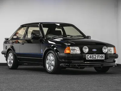 A 1985 Ford Escort RS Turbo S1 car formerly driven by the late Princess Diana, offered for sale via Silverstone Auctions on August 27, 2022, is seen in this undated handout photo taken in an unknown location. Silverstone Auctions /Handout via REUTERS THIS IMAGE HAS BEEN SUPPLIED BY A THIRD PARTY. MANDATORY CREDIT. NO RESALES. NO ARCHIVES. NO NEW USE AFTER SEPTEMBER 25, 2022