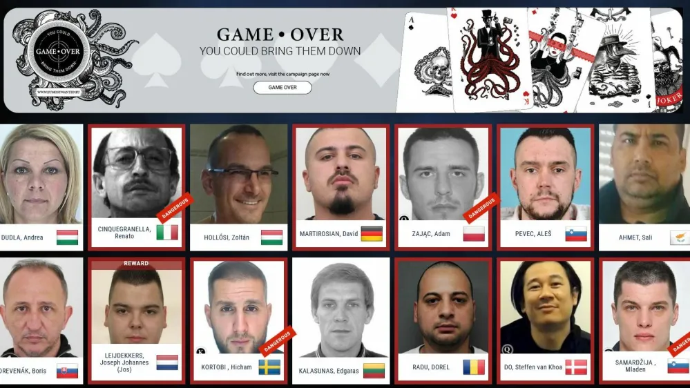 Na seznamu najbolj iskanih evropskih ubežnikov so turi trije Slovenci. Dva i&scaron;čejo zaradi povezave s tihotapljenjem in preprodaje drog, tretjega zaradi oboroženega ropa. 