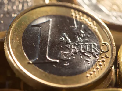 FILE PHOTO: One Euro coins are seen in this illustration taken, November 9, 2021. REUTERS/Dado Ruvic/Illustration/File Photo