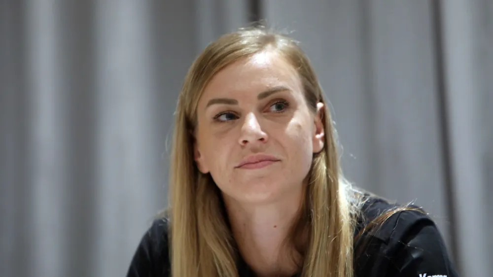 Barbara Lazovič<br><br>- 29.08.2022 &ndash; Rokometni klub Krim Mercator - uvodna novinarska konferenca ženskega kluba Krim Mercator pred začetkom evropske sezone v ligi prvakinj 2022/23<br><br>//FOTO: Tomaž Skale<br>