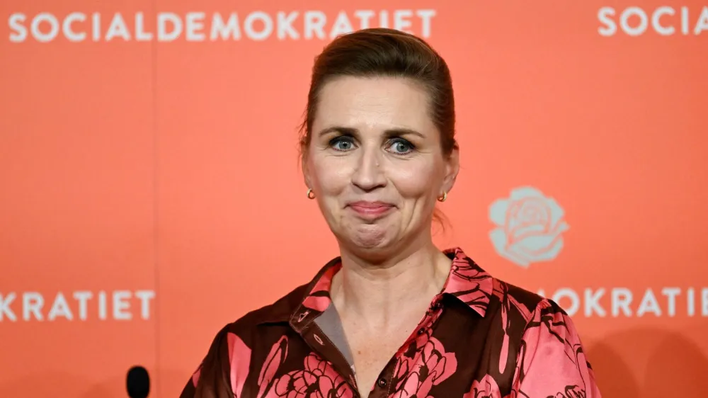 Denmark's Prime Minister and head of the the Social Democratic Party, Mette Frederiksen, looks on at an election party for the general election, in Copenhagen, Denmark November 2, 2022. REUTERS/Fabian Bimmer