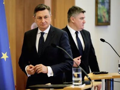 Hrvaska, Zagreb.<br>Drzavniski obisk predsednika republike Boruta Pahorja na Hrvaskem.<br>Izjava za medije predsednikov Slovenije in Hrvaske Boruta Pahorja in Zorana Milanovica.