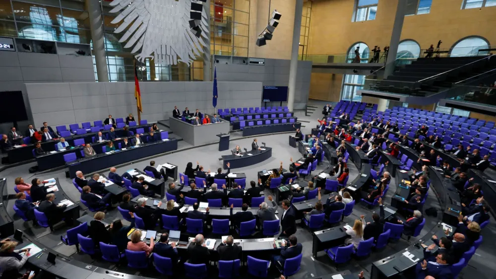 General view of the plenary hall during a session of the German lower house of parliament or the Bundestag in Berlin, Germany December 1, 2022. REUTERS/Michele Tantussi