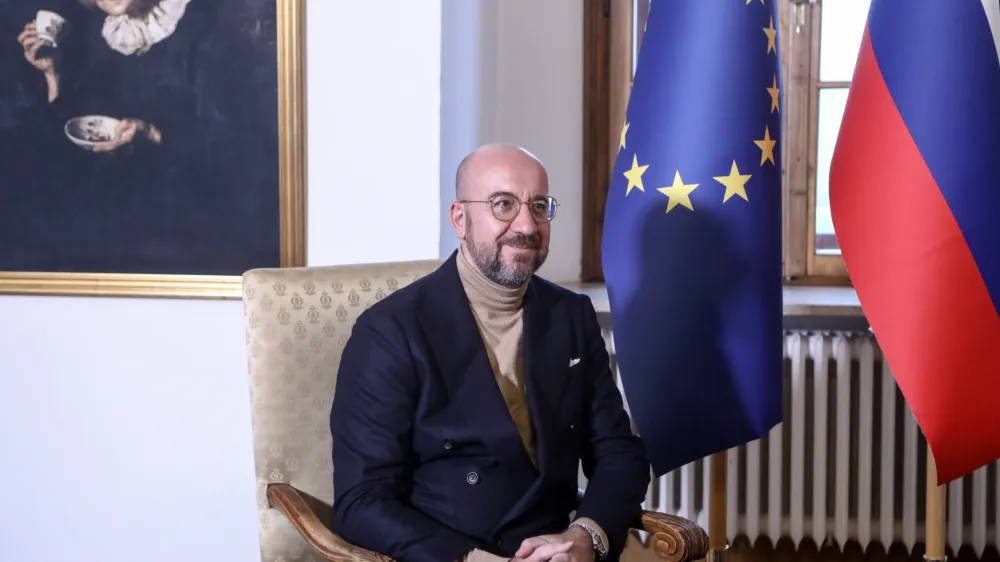 - 05.12.2022 - Grad Strmol - delovni obisk predsednika Evropskega sveta Charlesa Michela v Sloveniji &ndash;&nbsp;//FOTO: Luka Cjuha