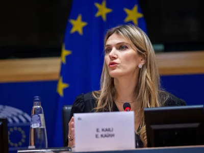 European Parliament vice president, Greek socialist Eva Kaili, is seen at the European Parliament in Brussels, Belgium December 7, 2022. European Union 2022 - Source: EP/&shy;Handout via REUTERS ATTENTION EDITORS - THIS IMAGE WAS PROVIDED BY A THIRD PARTY. NO RESALES. NO ARCHIVES