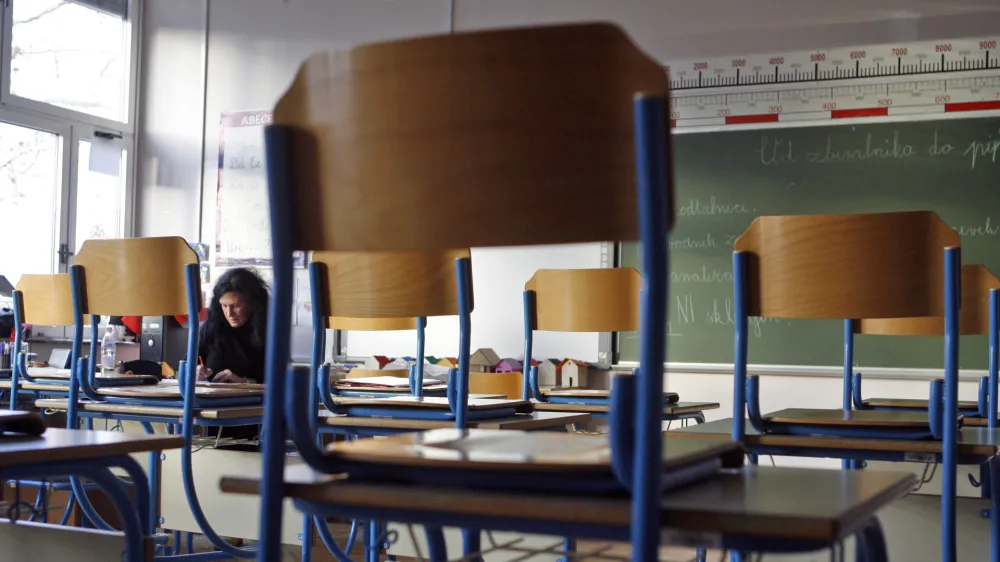 - osnovno&scaron;olska učiteljica - razred - učilnica Osnovna &scaron;ola O&Scaron; Ivana Roba - &Scaron;empeter pri Gorici- Splo&scaron;na stavka v javnem sektroju 2013 - protest zaradi predvidenega znižanja mase sredstev za plače v javnem sektorju, kar bi imelo za posledico tudi odpu&scaron;čanje zaposlenih.- javni sektor - //FOTO: Bojan Velikonja