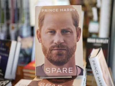 Copies of the new book by Prince Harry called "Spare" are displayed at Sherman's book store in Freeport, Maine, Tuesday, Jan. 10, 2023. Prince Harry's memoir provides a varied portrait of the Duke of Sussex and the royal family. (AP Photo/Robert F. Bukaty)