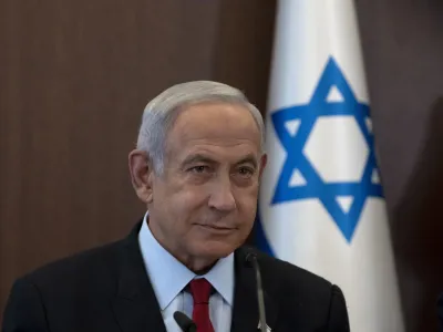 Israel's Prime Minister Benjamin Netanyahu chairs the weekly cabinet meeting in Jerusalem, Sunday, Jan. 22, 2023. (AP Photo/ Maya Alleruzzo, Pool)