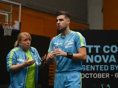 Darko Jorgić in selektrorka Andreja Ojster&scaron;ek Urh<br><br>- 03.11.2022 &ndash; namizni tenis &ndash; mednarodni turnir WTT Contender v Novi Gorici - odprto prvenstvo Slovenije -<br><br> <br><br>//FOTO: Nik Erik Neubauer
