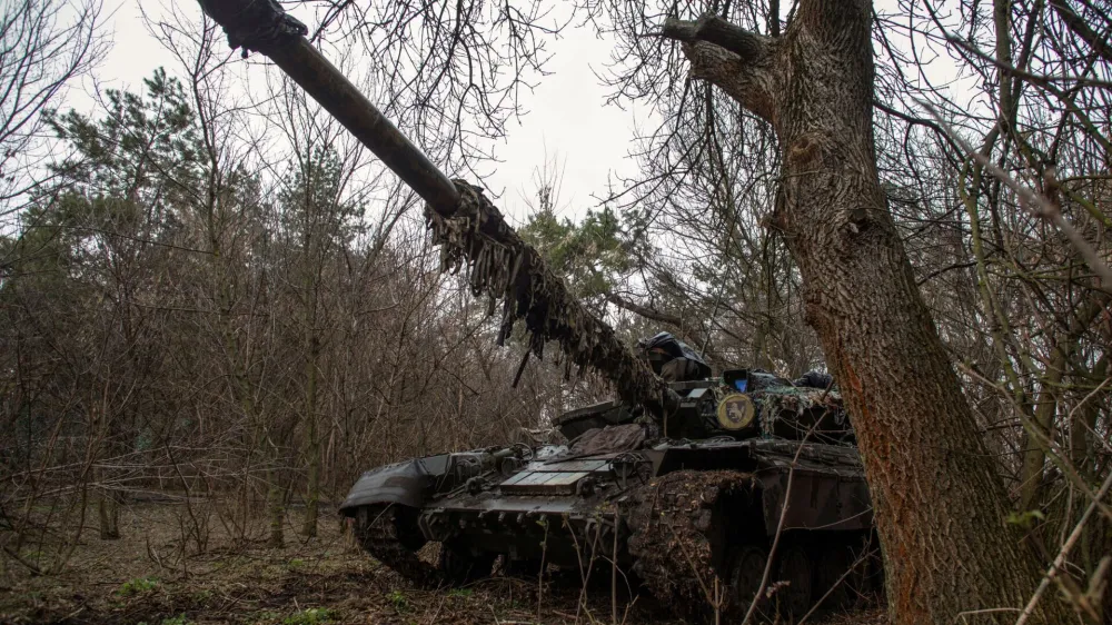 A tank of 1st Separate Siveria Tank Brigade is seen at a position, amid Russia's attack on Ukraine, in an undisclosed location in Ukraine March 11, 2023. REUTERS/Oleksandr Ratushniak
