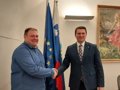 Kamni&scaron;ki župan Matej Slapar in podžupan Uro&scaron; Pirc