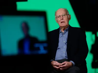 Gordon Moore, co-founder of Intel Corporation, is interviewed in 2015 during 50th anniversary ceremonies of Moore's Law. Moore co-founded Intel Corporation in July 1968 and served the company as executive vice president, president, chief executive officer and chairman of the board. (CreditWalden Kirsch/Intel Corporation)