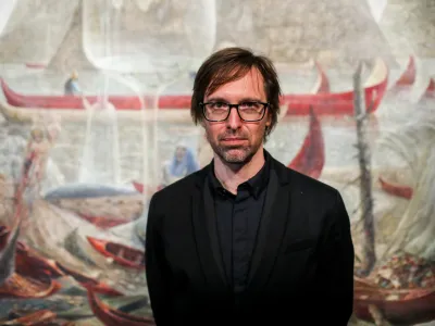 direktor Moderne galerije in komisar razstave Ale&scaron; Vaupotič,- Slovenski paviljon - razstava Brez gospodarja avtorja slikarja Marka Jak&scaron;eta- 21.04.2022 &ndash; ITALIJA - 59. Mednarodna razstava likovnih umetnosti Bene&scaron;ki bienale 2022 &ndash; odprtje slovenskega paviljona z razstavo Brez gospodarja slikarja Marka Jak&scaron;eta, - Bene&scaron;ki Arsenal - //FOTO: Bojan Velikonja