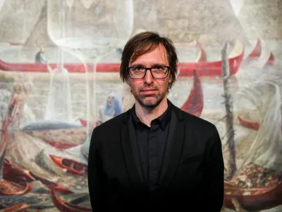 direktor Moderne galerije in komisar razstave Ale&scaron; Vaupotič,- Slovenski paviljon - razstava Brez gospodarja avtorja slikarja Marka Jak&scaron;eta- 21.04.2022 &ndash; ITALIJA - 59. Mednarodna razstava likovnih umetnosti Bene&scaron;ki bienale 2022 &ndash; odprtje slovenskega paviljona z razstavo Brez gospodarja slikarja Marka Jak&scaron;eta, - Bene&scaron;ki Arsenal - //FOTO: Bojan Velikonja