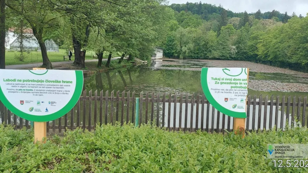 Po&scaron;kodovane table ob tivolskem ribniku