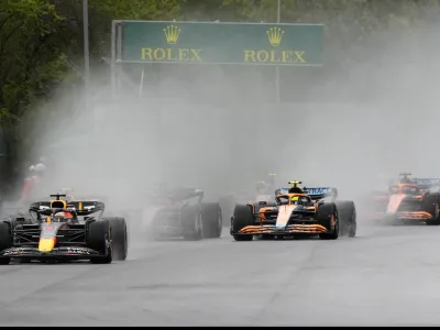 FILE - Red Bull driver Max Verstappen of the Netherlands leads during the Emilia Romagna Formula One Grand Prix, at the Enzo and Dino Ferrari racetrack, in Imola, Italy, Sunday, April 24, 2022. This weekend's Emilia-Romagna Grand Prix in northern Italy was canceled Wednesday, May 17, 2023, because of deadly floods in the region. Formula One said it made the decision for safety reasons and to avoid any extra burden on the emergency services, after consulting with Italian political figures. (AP Photo/Luca Bruno, File)