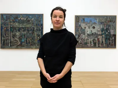 - kustosinja Martina Vovk- 13.12.2017 - razstava Marij Pregelj (1913&ndash;1967) &ndash; Retrospektiva. - retrospektivna razstava enega najpomembnej&scaron;ih avtorjev modernizma v slovenski zgodovini slikarstva //FOTO: Matjaž Ru&scaron;t