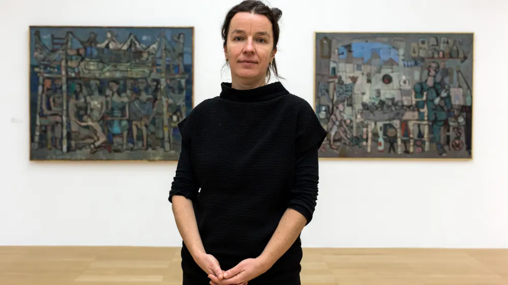 - kustosinja Martina Vovk- 13.12.2017 - razstava Marij Pregelj (1913&ndash;1967) &ndash; Retrospektiva. - retrospektivna razstava enega najpomembnej&scaron;ih avtorjev modernizma v slovenski zgodovini slikarstva //FOTO: Matjaž Ru&scaron;t