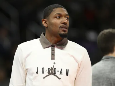 FILE - Washington Wizards guard Bradley Beal looks on during the first half of an NBA basketball game against the Boston Celtics, Tuesday, March 28, 2023, in Washington. Beal is being traded to Phoenix after the Wizards and the Suns agreed Sunday, June 18, 2023, on the first blockbuster of the offseason, a person with knowledge of the negotiations said. (AP Photo/Nick Wass, File)