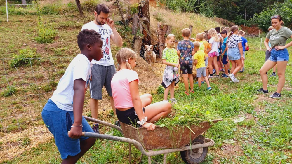 &raquo;Na kmetiji je lepo&nbsp;...&laquo; so si otroci razposajeno prepevali med ogledom posestva in različnimi kmečkimi opravili.
