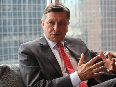 ZDA, New York.<br>Pogovor s predsednikom republike Borutom Pahorjem ob robu zasedanja Generalne skuscine ZN.