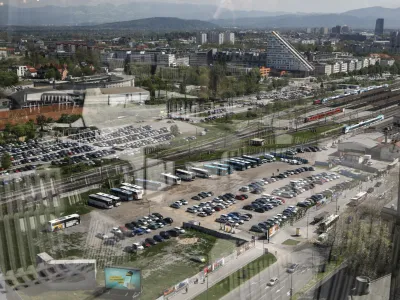 - 04.05.2022 - Emonika Urbani center - zemlji&scaron;če za načrtovani večnamenski objekt ob križi&scaron;ču Dunajske, Vilharjeve in Masarykove ceste, ki leži v neposredni bližini glavne avtobusne in železni&scaron;ke postaje v Ljubljani. //FOTO: Luka Cjuha