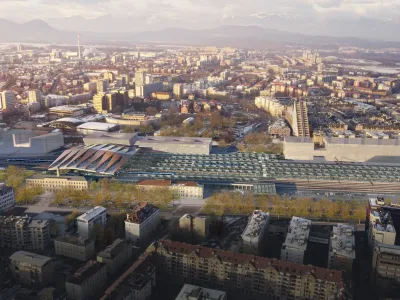 Železni&scaron;ka postaja Ljubljana, nadgradnja. Potni&scaron;ki center, vizualizacija