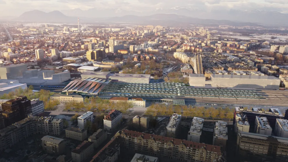 Železni&scaron;ka postaja Ljubljana, nadgradnja. Potni&scaron;ki center, vizualizacija