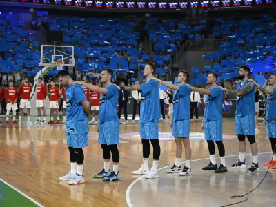 Luka Dončić- 30.06.2022 &ndash; ko&scaron;arka &ndash; Slovenija: Hrva&scaron;ka, kvalifikacije za svetovno prvenstvo SP 2023, 5. krog - spektakel v Stožicah z Luko Dončićem in Goranom Dragićem//FOTO: Nik Erik Neubauer