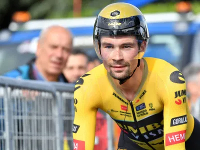 Cycling - Giro d'Italia - Stage 9 - Savignano sul Rubicone to Cesena Tudor ITT - Italy - May 14, 2023 Jumbo &ndash; Visma's Primoz Roglic in action during the individual time trial REUTERS/Jennifer Lorenzini