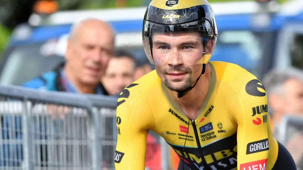 Cycling - Giro d'Italia - Stage 9 - Savignano sul Rubicone to Cesena Tudor ITT - Italy - May 14, 2023 Jumbo &ndash; Visma's Primoz Roglic in action during the individual time trial REUTERS/Jennifer Lorenzini