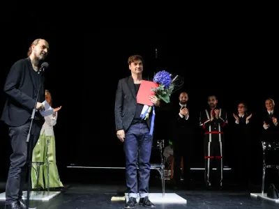 Branko Jordan,&nbsp;gledali&scaron;ki igralec -&nbsp;prejemnik Dnevnikove nagrade za igralske dosežke v minuli sezoni -&nbsp;- 15.09.2023 - Mestno gledali&scaron;če ljubljansko (MGL) &ndash; 36. Dnevnikova nagrada za najbolj&scaron;o umetni&scaron;ko stvaritev na odru MGL v pretekli sezoni&nbsp;//FOTO: Bojan Velikonja