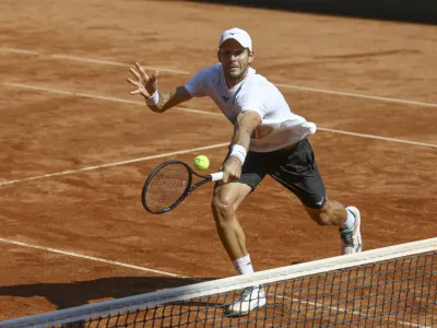 Blaž Rola- 16.09.2023 &ndash; tenis mo&scaron;ki &ndash; Slovenija: Luksemburg, dvoboj v drugi evro-afri&scaron;ki skupini, Davisov pokal, II. svetovna skupina //FOTO: Luka Cjuha