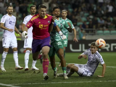 Ažbe Jug, Rui Pedro<br><br>- 16.09.2023 &ndash; nogomet - Olimpija: Maribor, Prva liga Telemacha, 8. krog:<br><br><br><br>//FOTO: Luka Cjuha