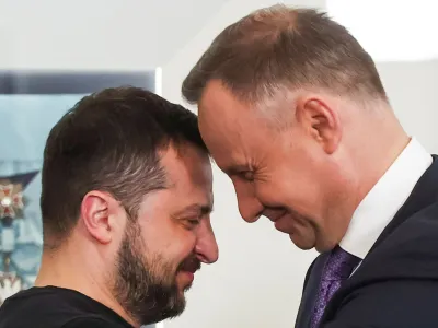 Predsednika Volodimir Zelenski in Andrzej Duda &scaron;e iz časa manj napetih odnosov med Ukrajino in Poljsko Foto: Reuters