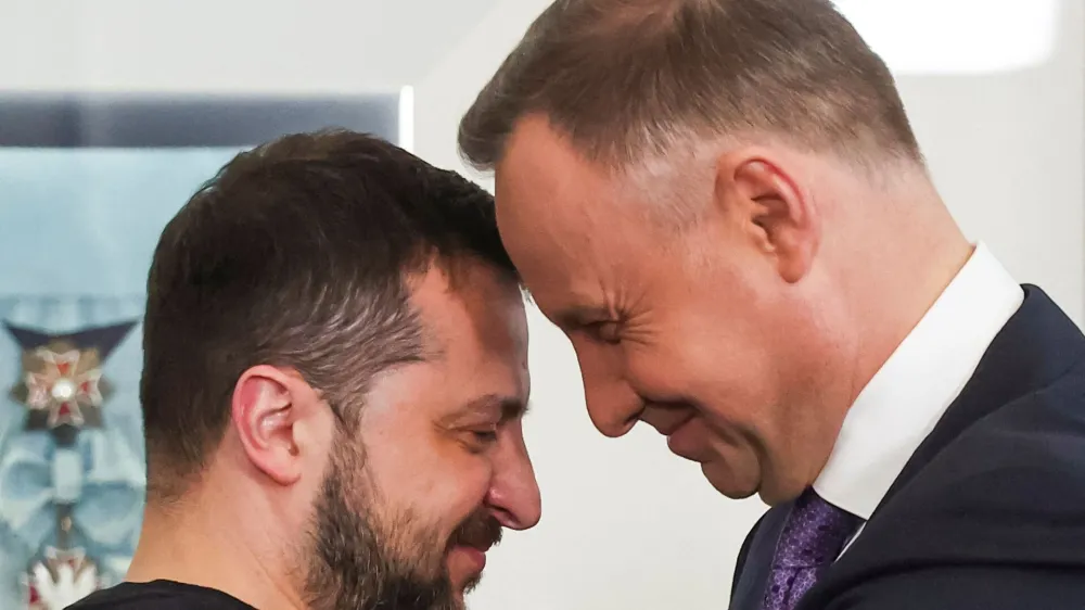 Predsednika Volodimir Zelenski in Andrzej Duda &scaron;e iz časa manj napetih odnosov med Ukrajino in Poljsko Foto: Reuters