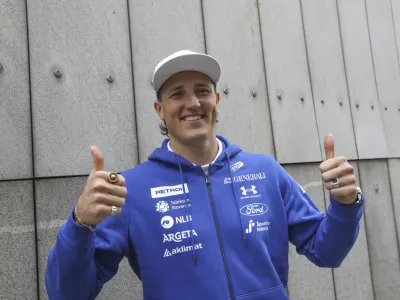 &Scaron;tefan Hadalin- 05.10.2023 - Smučarska zveza Slovenije (SZS) - uradna predstavitev smučarskih reprezentanc pred zimsko sezono 2023/24. //FOTO: Luka Cjuha