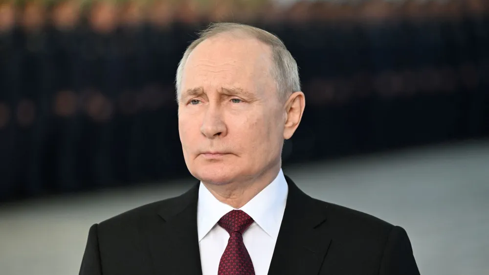 Russia's President Vladimir Putin attends an event dedicated to the 20th anniversary of the establishment of the Russian military base in the city of Kant, in Bishkek, Kyrgyzstan October 12, 2023. Sputnik/Pavel Bednyakov/Kremlin via REUTERS ATTENTION EDITORS - THIS IMAGE WAS PROVIDED BY A THIRD PARTY.