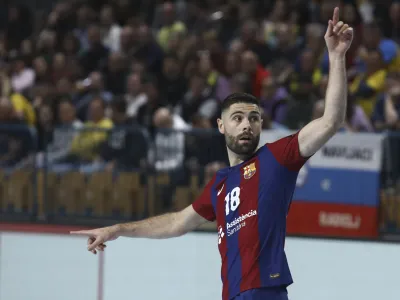 Blaž Janc, slovenski rokometa&scaron; in član slovite Barcelone - 18.10.2023 &ndash; rokomet &ndash; Celje Pivovarna La&scaron;ko: Barcelona, liga prvakov, 5. krog: skupina B: //FOTO: Luka Cjuha