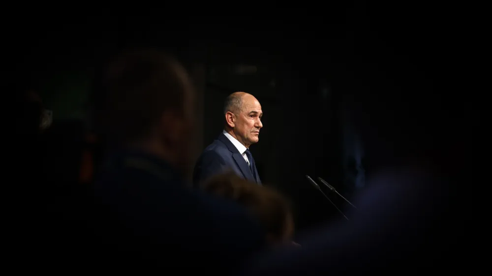 predsednik SDS in predsednik vlade Janez Jan&scaron;a- 24.04.2022 &ndash; Parlamentarne volitve 2022 - Volitve devetega sklica Državnega zbora Republike Slovenije - druge redne državnozborske volitve po letu 2008  //FOTO: Luka Cjuha