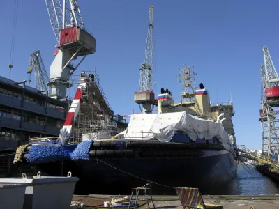 FILE PHOTO: An icebreaker built for the Russian Ministry of Transport is seen at Arctech Helsinki Shipyard in Helsinki, Finland, September 10, 2015. REUTERS/Jussi Rosendahl/File Photo