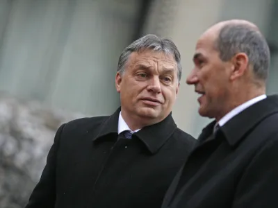 madžarski predsednik vlade Viktor Orbana in predsednik vlade Janez Jan&scaron;a - prvi uradni obisk premiera Republike Madžarske v Sloveniji 2012 - //FOTO: Luka Cjuha