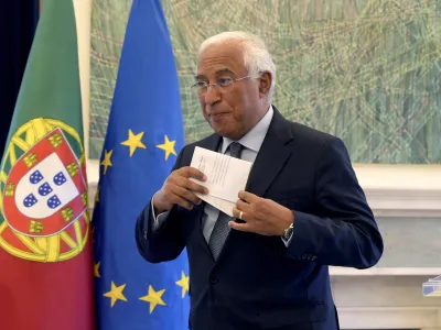 Portuguese Prime Minister Antonio Costa leaves after a news conference in Lisbon, Portugal, Tuesday Nov. 7, 2023. Costa says he is resigning after being involved in a widespread corruption probe. Costa said in a nationally televised address that "in these circumstances, obviously, I have presented my resignation to the president of the republic." Earlier the state prosecutor said police have arrested Costa's chief of staff while raiding several public buildings and other properties as part of a widespread corruption probe. An investigative judge issued arrest warrants for Costa's chief of staff, the mayor of Sines, and three other people.&nbsp;(AP Photo/Ana Brigida)