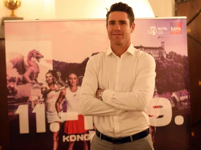 direktor Tenis Slovenije Gregor Kru&scaron;ič <br><br>- 08.08.2023 &ndash; Tenis Slovenija (Teni&scaron;ka zveza Slovenije) - novinarska konferenca pred začetkom ženskega turnirja WTA Zavarovalnice Sava v Ljubljani, <br><br>//FOTO: Tomaž Skale<br>