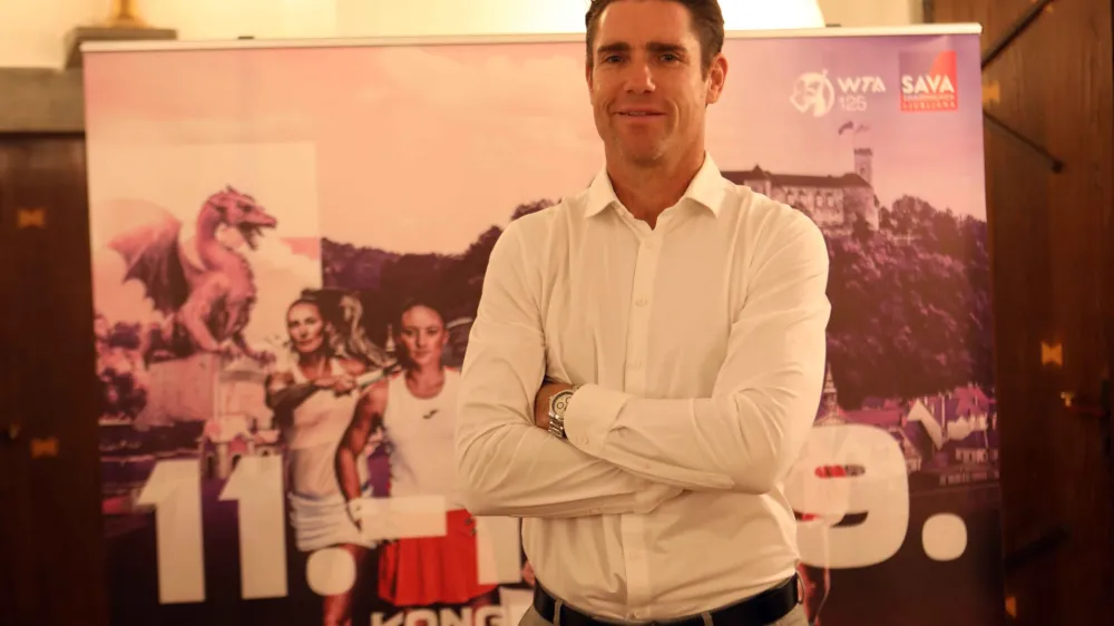 direktor Tenis Slovenije Gregor Kru&scaron;ič <br><br>- 08.08.2023 &ndash; Tenis Slovenija (Teni&scaron;ka zveza Slovenije) - novinarska konferenca pred začetkom ženskega turnirja WTA Zavarovalnice Sava v Ljubljani, <br><br>//FOTO: Tomaž Skale<br>
